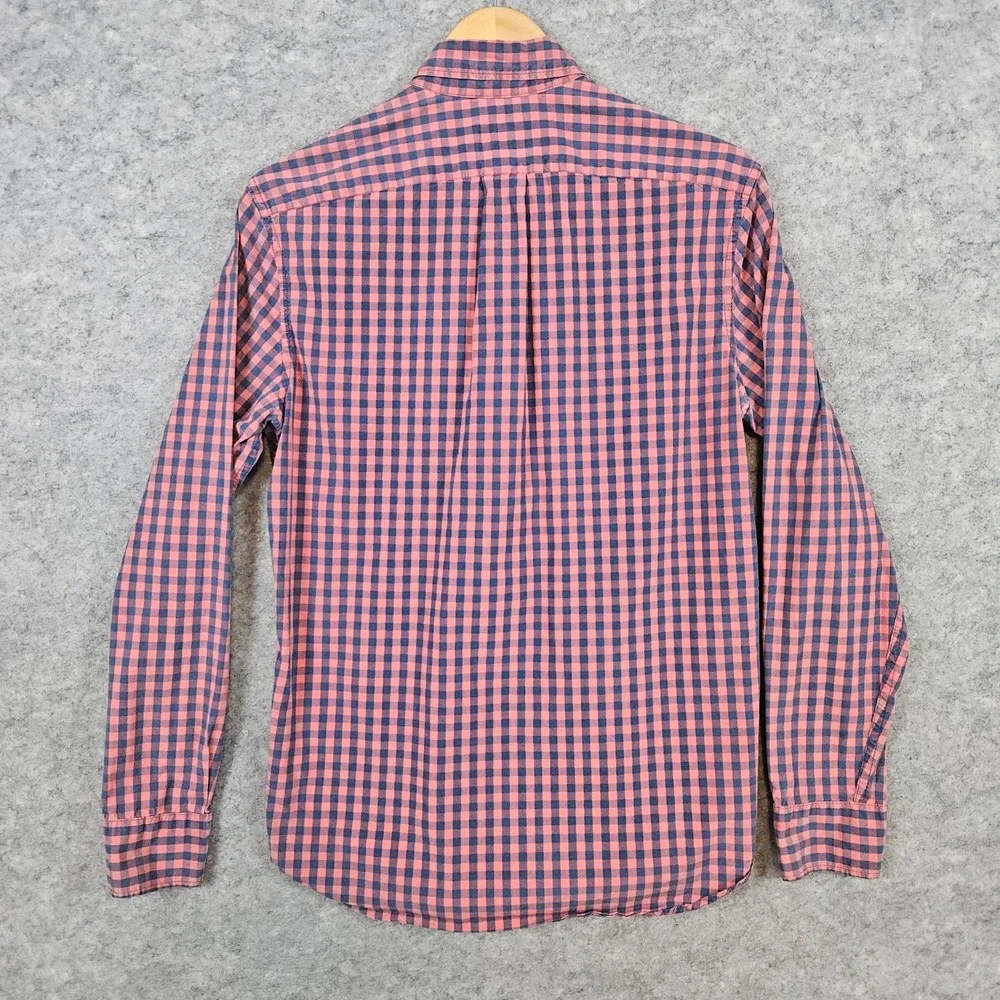 J Crew Men's Blue & Red Checks Classic Shirt Size S Organic Cotton Blend Stretch